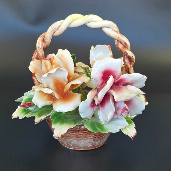 Other - Vintage Capodimonte Ceramic Floral Basket – Italy